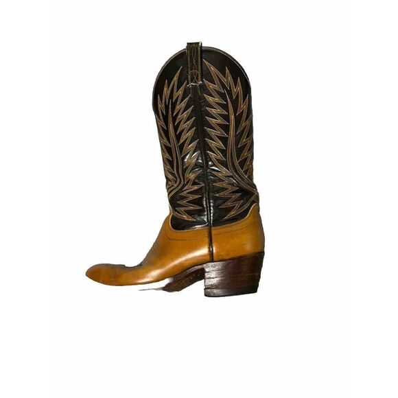 Dan Post Men's Size 7.5 Two Tone Black Brown Leather Western Cowboy Boots - Picture 4 of 14